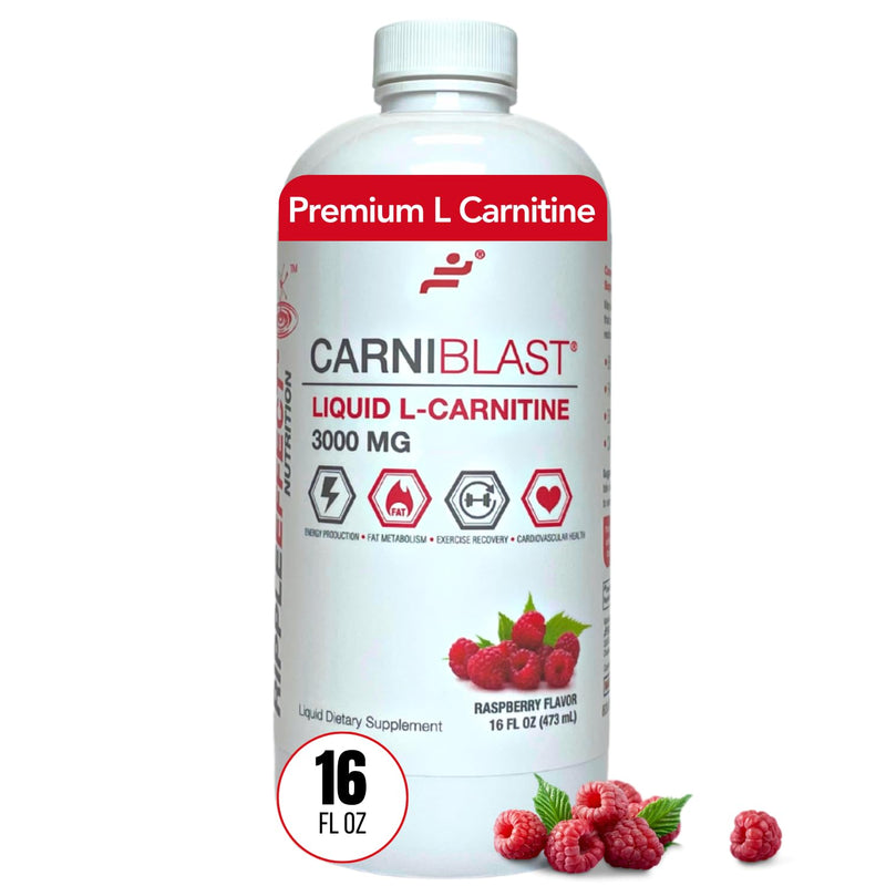 [Australia] - CARNIBLAST Liquid L-Carnitine 3000mg, Premium L Carnitine Carnipure, Energy Nutrition, Energy Supplement and Energy Booster, Raspberry, 16 fl oz 