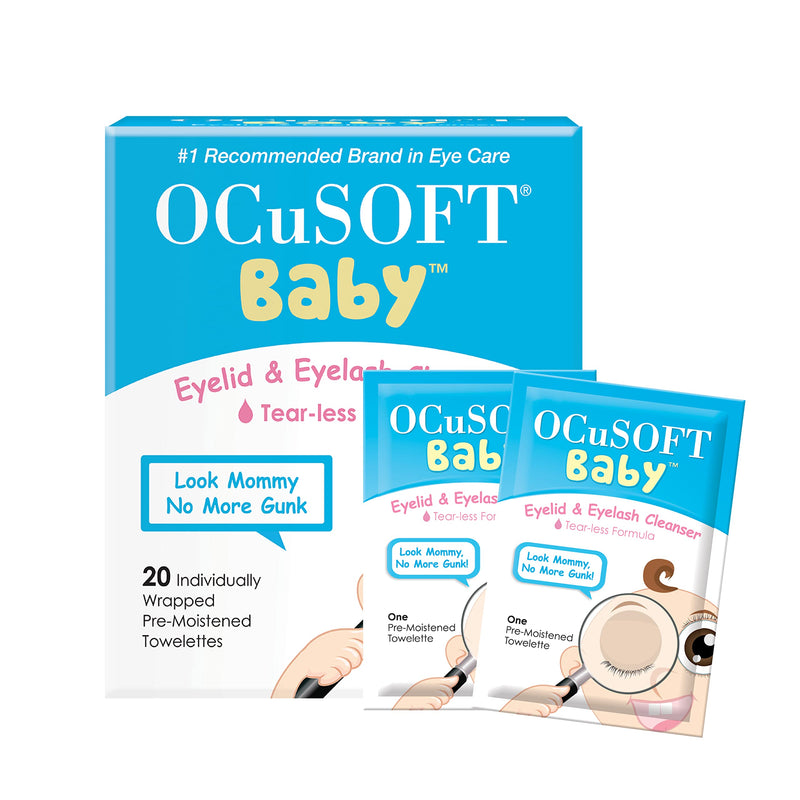 [Australia] - OCuSOFT Baby Eyelid and Eyelash Cleanser, Pre-Moistened Towelette, White/Blue 20 Count 