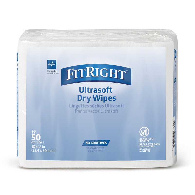 [Australia] - Medline Ultrasoft Absorbent Dry Cleansing Wipes, Hypoallergenic and Fragrance-Free, 10" x 13", 50 Count 