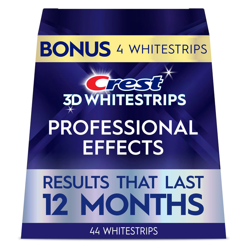 Crest Teeth Whitening Strips, Crest 3D Whitestrips Professional Effects, Enamel Safe Teeth Whitening Kit, 22 Treatments (44 Strips), Professional-Level Whitening, 19 Levels Whiter 44 Count (Pack of 1)