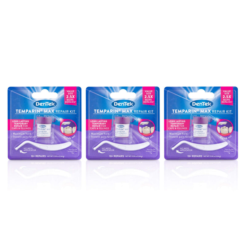 [Australia] - Dentek Temparin Max Repair Kit for Caps, Crowns, Fillings 0.09 oz | Pack of 3 