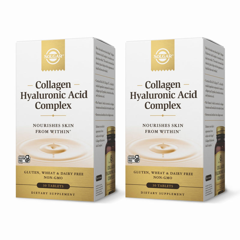 [Australia] - SOLGAR Collagen Hyaluronic Acid Complex - 30 Tablets, Pack of 2 - Non-GMO, Gluten Free, Dairy Free - 60 Total Servings 