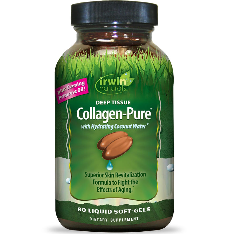 Irwin Naturals Deep Tissue Collagen-Pure Connective Tissue Support | Structural Collagen Support | 2,000 mg Hydrolyzed Collagen | Joint & Skin Wellness | 80 Liquid Soft-Gels 80 Count (Pack of 1)