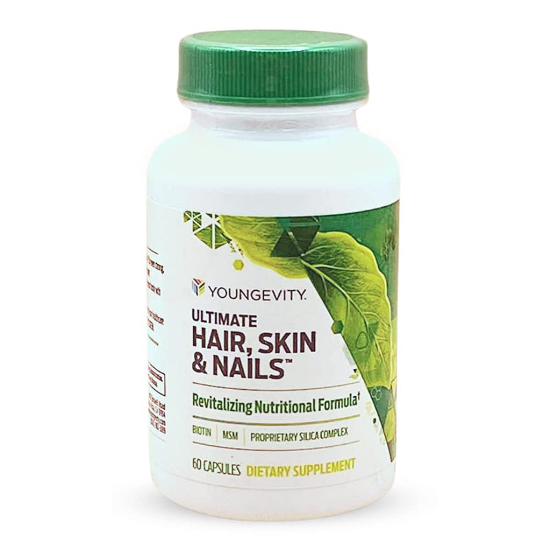 Youngevity Hair Skin and Nails Formula with Biotin and Silica, 60 Caps | Biotin, MSM, silica, vitamins, minerals and antioxidants, hair growth support, radiant skin, strong nails, 60 daily capsules 60 Count (Pack of 1)