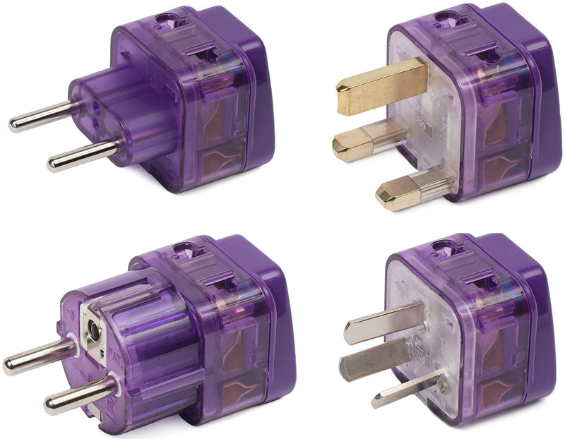 NEW! 4 Pieces ASIA TRAVEL ADAPTER Pack for MOST countries in ASIA; CHINA THAILAND MALAYSIA SOUTH KOREA SINGAPORE INDONESIA PHILIPPINES VIETNAM LAOS CAMBODIA BURMA HONG KONG MACAU and more / WITH DUAL PLUG-IN PORTS AND BUILT-IN SURGE PROTECTORS | For VI...