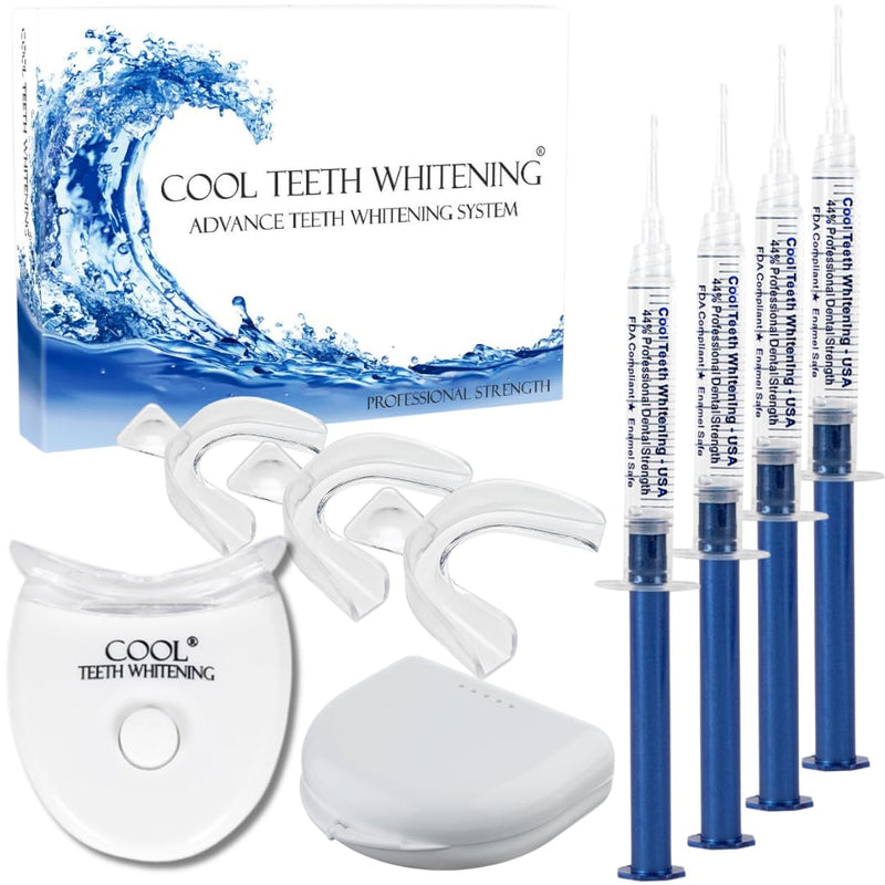 [Australia] - Teeth Whitening Kit 4 Syringes (3ml) New Strongest 44% Carbamide Peroxide Teeth Whitening Gel Light Trays Retainer Case Included Vegan Tooth Whitener 