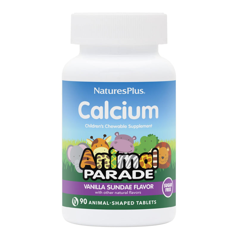 [Australia] - NaturesPlus Animal Parade Sugar-Free Children's Calcium, Vanilla Sundae Flavor - 90 Chewable Animal Shaped Tablets - Magnesium for Bone Health - Gluten Free - 45 Servings 1 