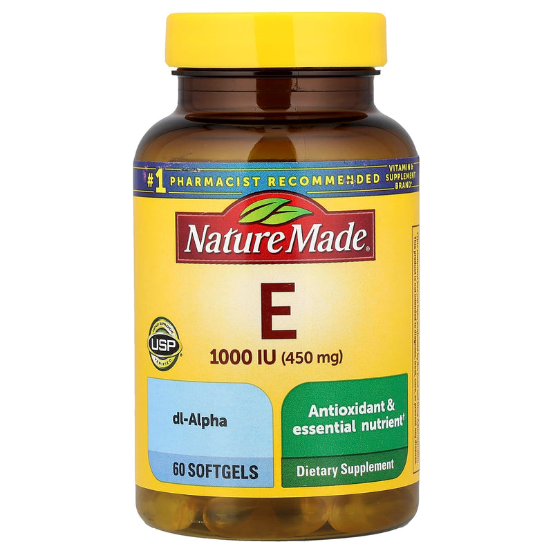 Nature Made Vitamin E 1000 IU (dl-Alpha) Softgels 60 Ct Unflavored 60 Count (Pack of 1)