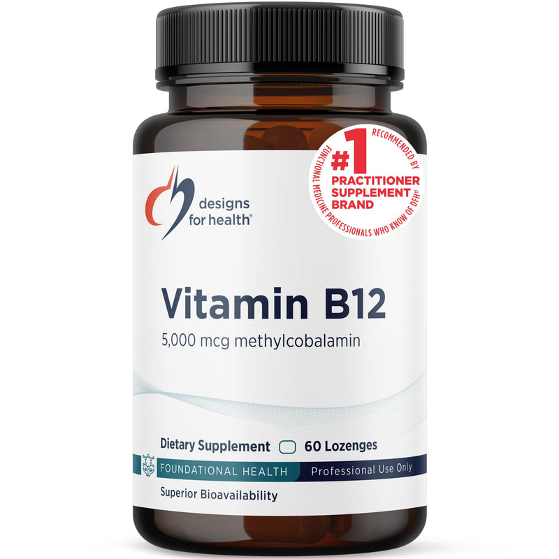 Designs for Health Vitamin B12 Lozenges - B12 Vitamins 5000 mcg Methylcobalamin - Vitamin B12 Supplements - Vegan + Non GMO, Natural Berry Flavor (60 Quick Dissolve Lozenges) Standard Packaging