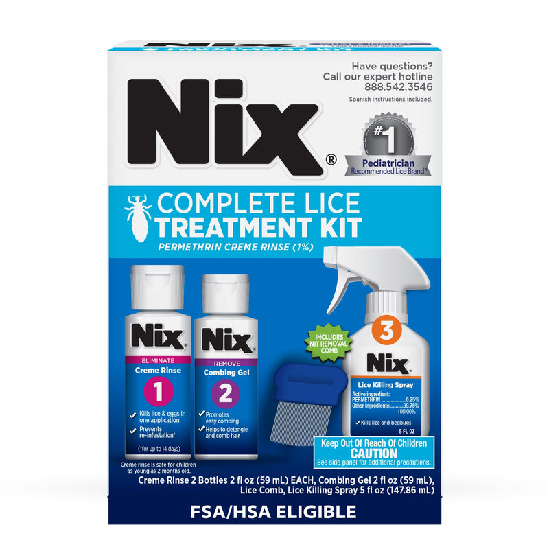 [Australia] - Nix Complete Lice Treatment Kit for Home and Hair, with Permethrin Cr√®me Rinse, Combing Gel, Lice Comb, and Home Spray for Bedding and Furniture 1 Count (Pack of 1) 