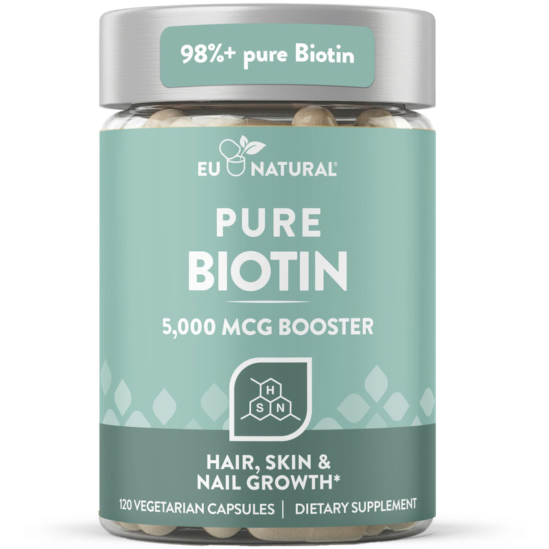 Biotin 5000 mcg Hair Growth Vitamins for Women & Men, 120 Capsules | High-potency biotin to support healthy hair, stronger nails & glowing skin