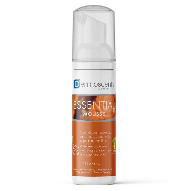 Dermoscent Essential Mousse - Dry Shampoo for Dogs & Small Mammals - Rinse Free Foam to Cleanse Skin & Coat - Odour Control for Smelly Pets - Soap Free - 150ml - PawsPlanet Australia