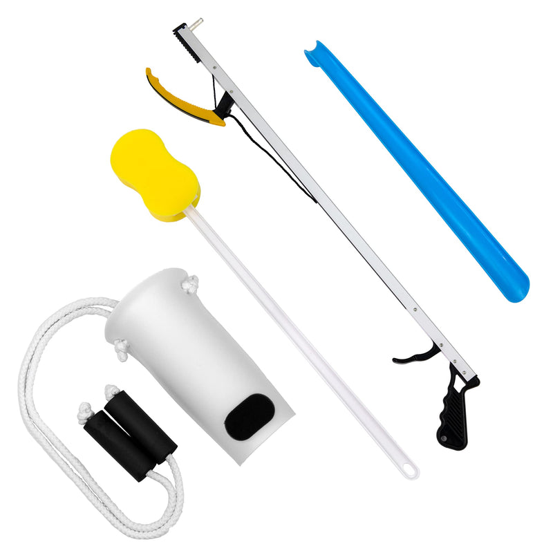 [Australia] - Hip Kit Daily Living Aids for Mobility, Hip Replacement Recovery, Knee and Back Surgery Includes Grabber Reacher, Bath Sponge Stick, Formed Sock Aid, Shoehorn 