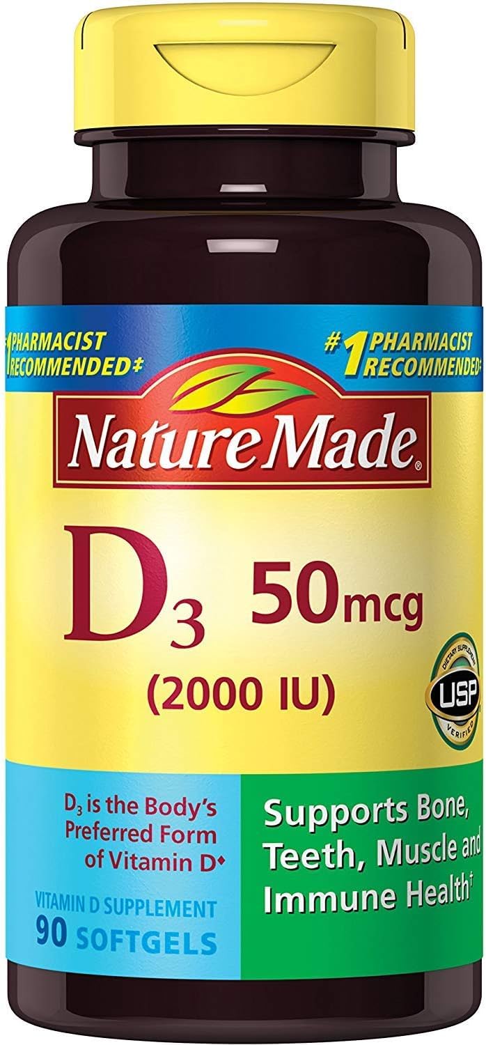 Nature Made Vitamin D3 2000 IU Liquid Softgels 90 ea (Pack of 3) 90 Count (Pack of 3)