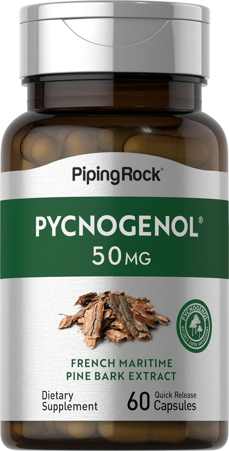 [Australia] - Piping Rock Pycnogenol 50 mg | 60 Capsules | French Maritime Pine Bark Extract | Non-GMO, Gluten Free Supplement 