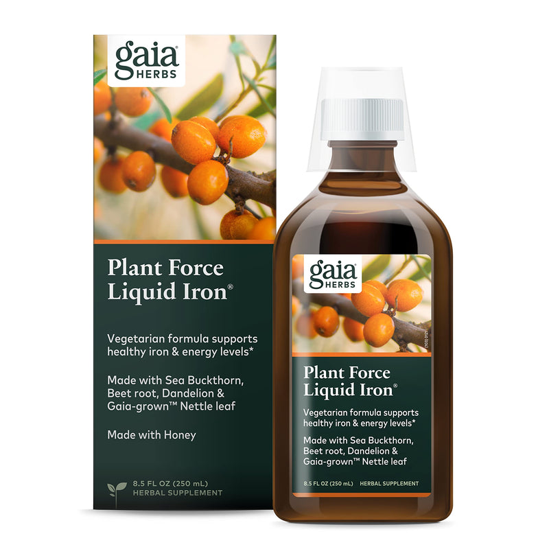 [Australia] - Gaia Herbs Plant Force Liquid Iron - Vegetarian Iron Supplement to Help Maintain Healthy Iron & Energy Levels - with Star Anise, Sea Buckthorn, Beet Root, Dandelion & Nettle - 8.5 Fl Oz (25 Servings) 8.5 Fl Oz (Pack of 1) 