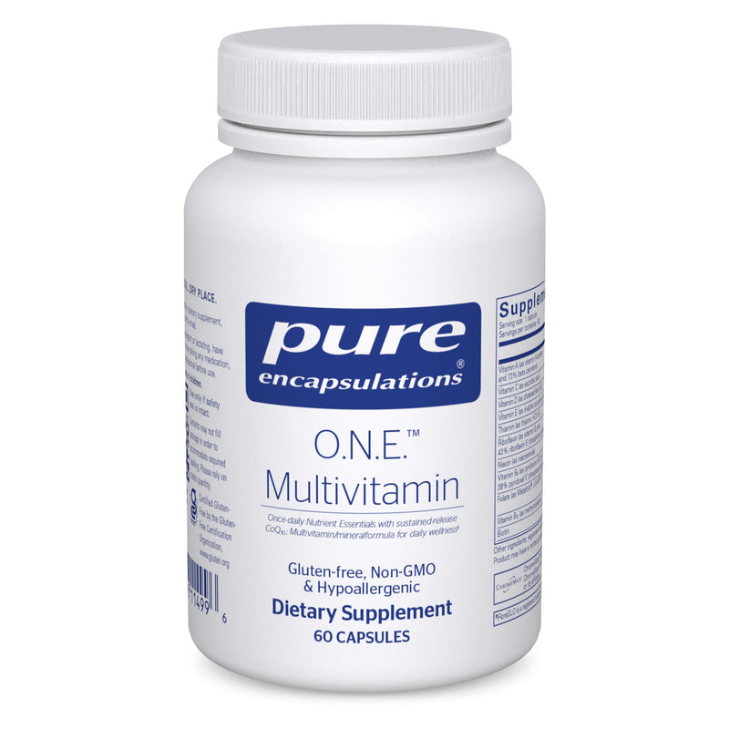 Pure Encapsulations O.N.E. Multivitamin, 60 Capsules | Once Daily Multivitamin with Antioxidant Complex Metafolin, CoQ10, and Lutein to Support Vision, Cognitive Function* 60 Count (Pack of 1)