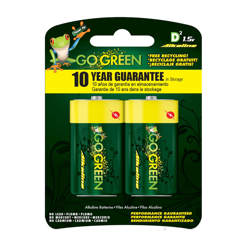 [Australia] - GoGreen Power (24004) Eco Friendly Alkaline D Batteries - No Lead, Cadmium or Mercury - Pack of 2 