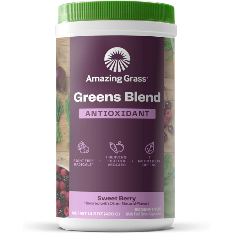 [Australia] - Amazing Grass Greens Superfood Antioxidant: Greens Powder with Organic Spirulina, Beet Root Powder, Elderberry & Probiotics, Sweet Berry, 60 Servings (Packaging May Vary) Antioxidant - Sweet Berry 60 Servings (Pack of 1) 