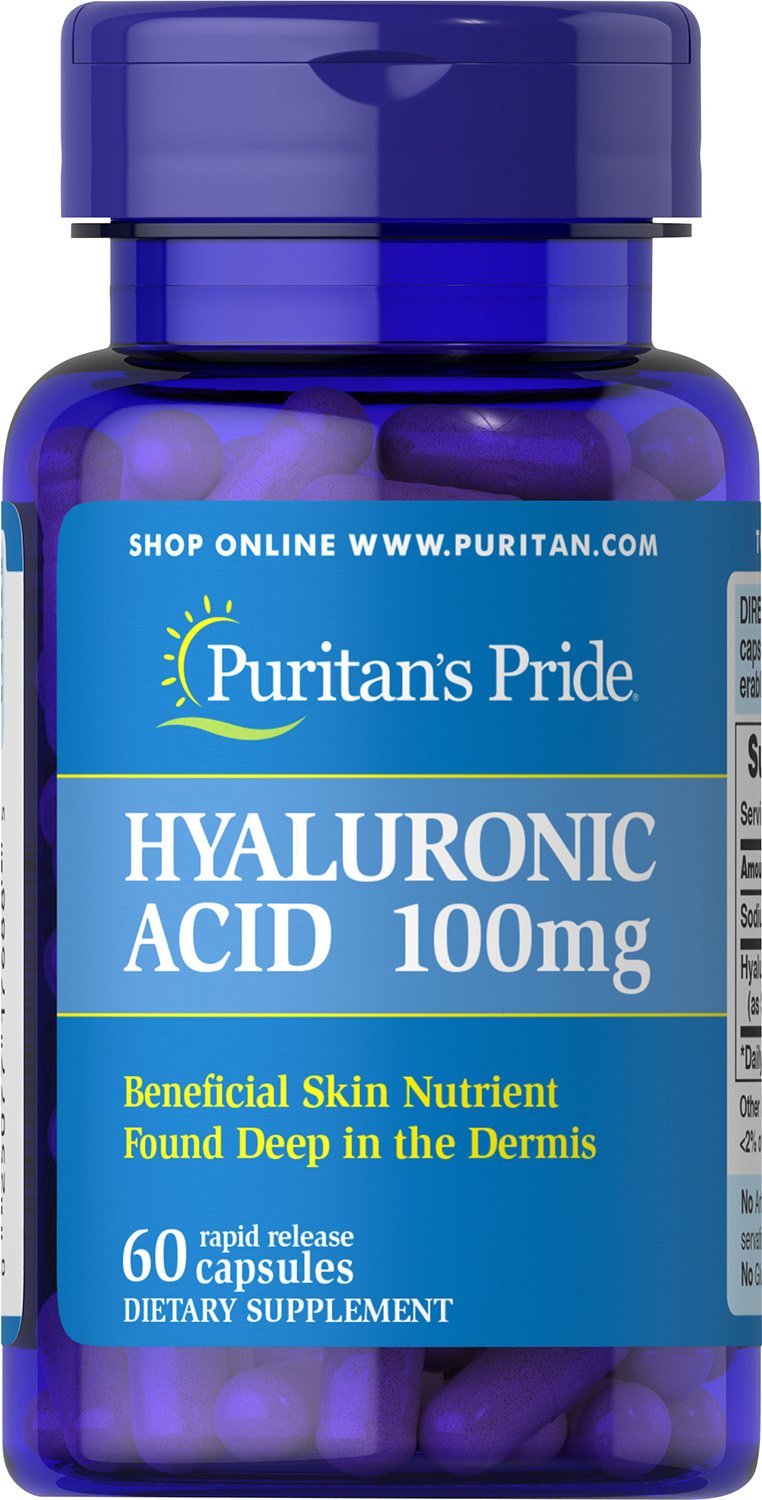 [Australia] - Puritans Pride Hyaluronic Acid 100 mg Capsules, 60 Count 60 Count (Pack of 1) 