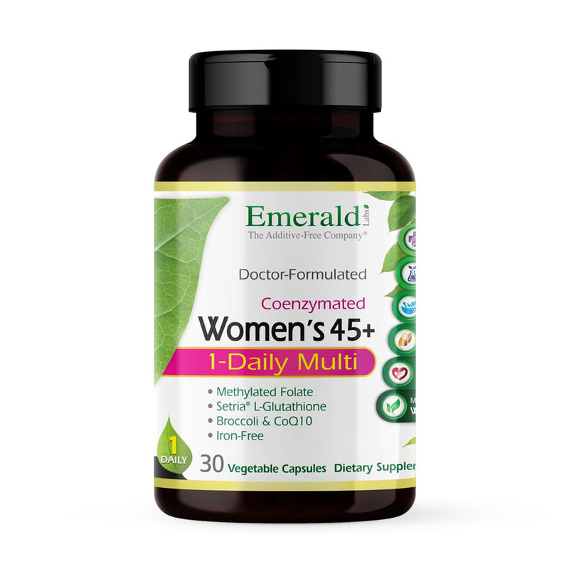 EMERALD LABS Women's 45 Plus 1-Daily Multi, 30 Capsules | Multivitamin with Methylfolate, Vitamin C, Whole Foods & Probiotics, Vegetarian, Non-GMO & Gluten-Free 30 Count (Pack of 1)