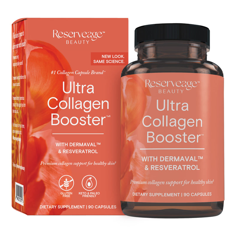 Reserveage Nutrition Ultra Collagen Booster, Skin Supplement, Supports Healthy Collagen Production, 90 Capsules Unflavored 90 Count (Pack of 1)