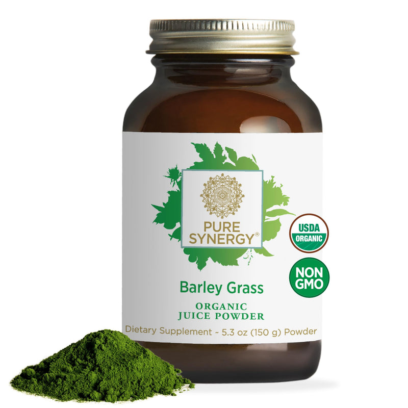 [Australia] - PURE SYNERGY Organic Barley Grass Juice Powder | Chlorophyll-Rich Greens Powder | Organic Cold-Pressed Barley Grass Juice | for Energy, Detox, and Digestion Support (5.3 oz. Powder) 