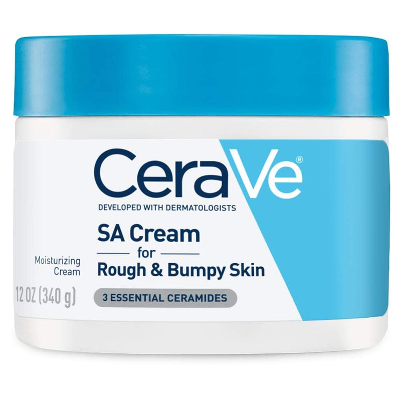 CeraVe SA Moisturizing Cream, Exfoliates and Softens Rough Skin, 12oz | Skin Care, Smooths Rough Skin with Salicylic Acid, Lactic Acid, Hyaluronic Acid, Niacinamide Fragrance-Free & Allergy Tested 12 Ounce (Pack of 1)