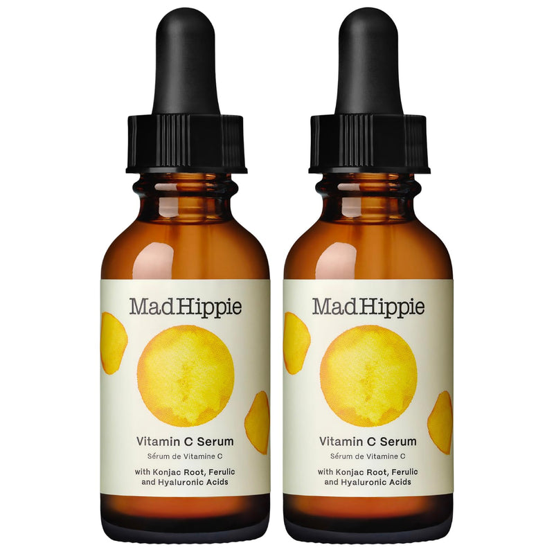 Mad Hippie Vitamin C Serum for Face 2-Pack – C + E + Ferulic Acid, Hyaluronic Acid, Stable Low-Irritation Formula, Brightening, 1.02 Fl Oz Ea | Clinically-Proven Anti-Aging Formula, Brightens Dark Spots, Reduces Fine Lines, Vegan & Cruelty-Free, Dermat...