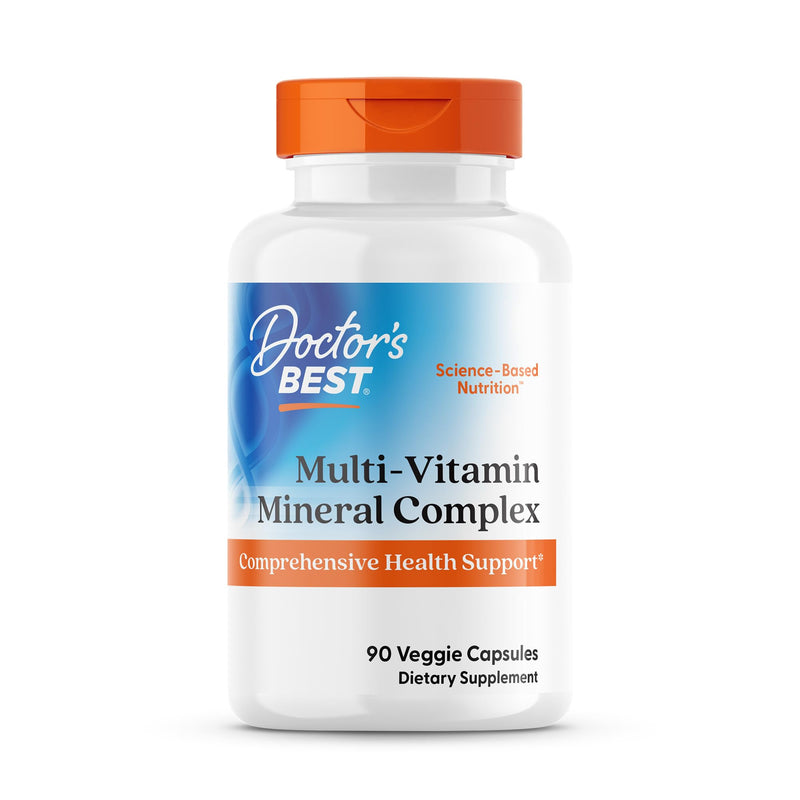 Doctor's Best Multi-Vitamin Mineral Complex - Daily Vegan Multivitamin for Women & Men, Vitamins A, C, D3, E, K2, Riboflavin, & Niacin, Health Support Supplement for Adults, Non-GMO - 90 Veg Capsules 90 Count (Pack of 1)