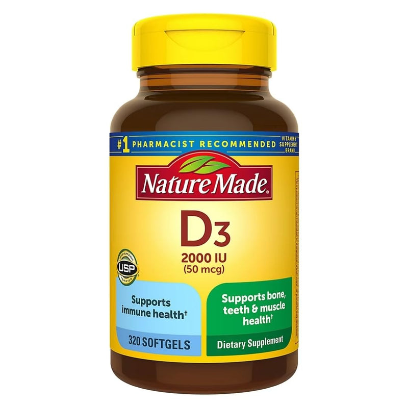Nature Made Vitamin D3 2000iu 320 Ct. Soft Gels (Packaging May Vary) 320 Count (Pack of 1)