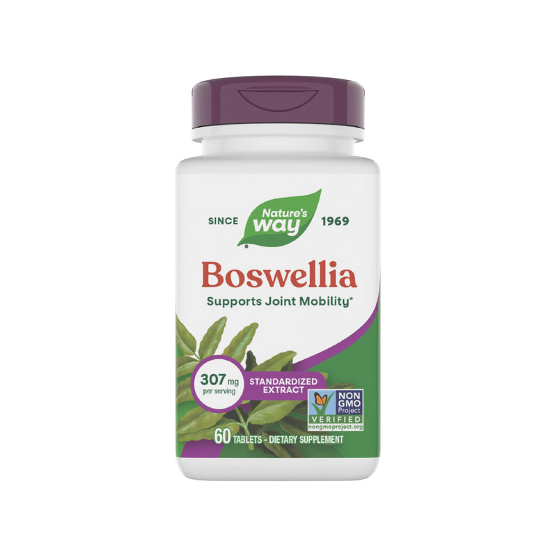 Nature's Way Boswellia Standardized Extract, Supports Joint Mobility*, 307 mg Boswellia serrata Extract per Serving, Frankincense Supplement, Gluten Free & Vegan - 60 Tablets (Packaging May Vary) 60 Count (Pack of 1)