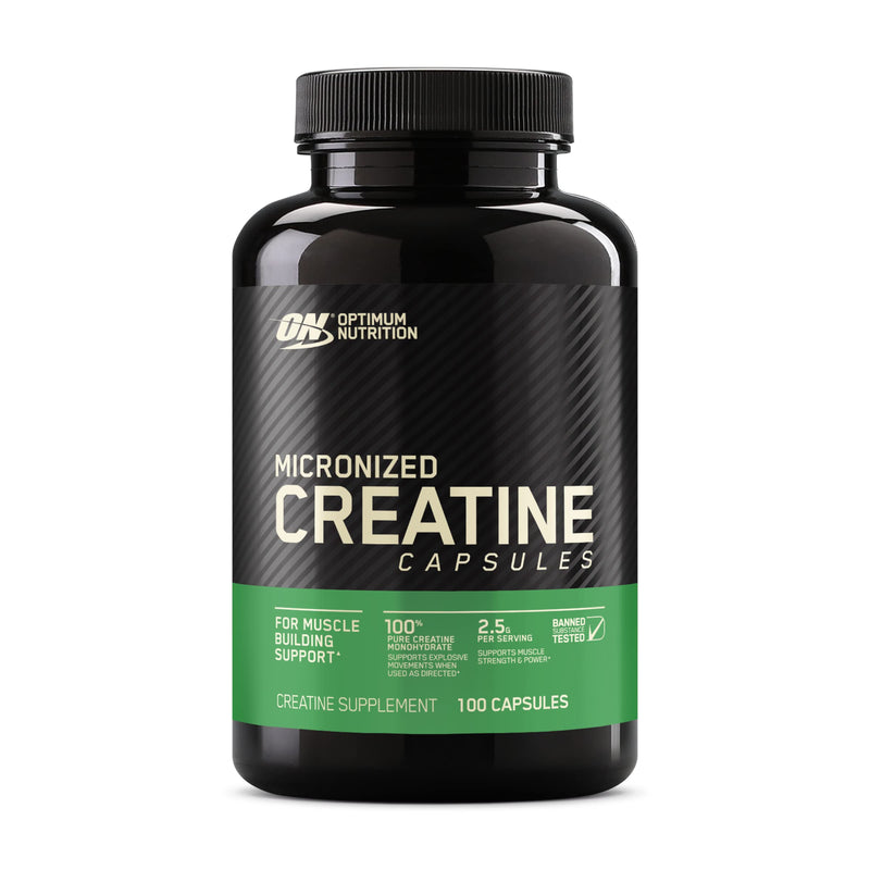 [Australia] - Optimum Nutrition Micronized Creatine Monohydrate Capsules, Keto Friendly, 2500mg, 100 Capsules Unflavored - Capsules 100 Count (Pack of 1) 