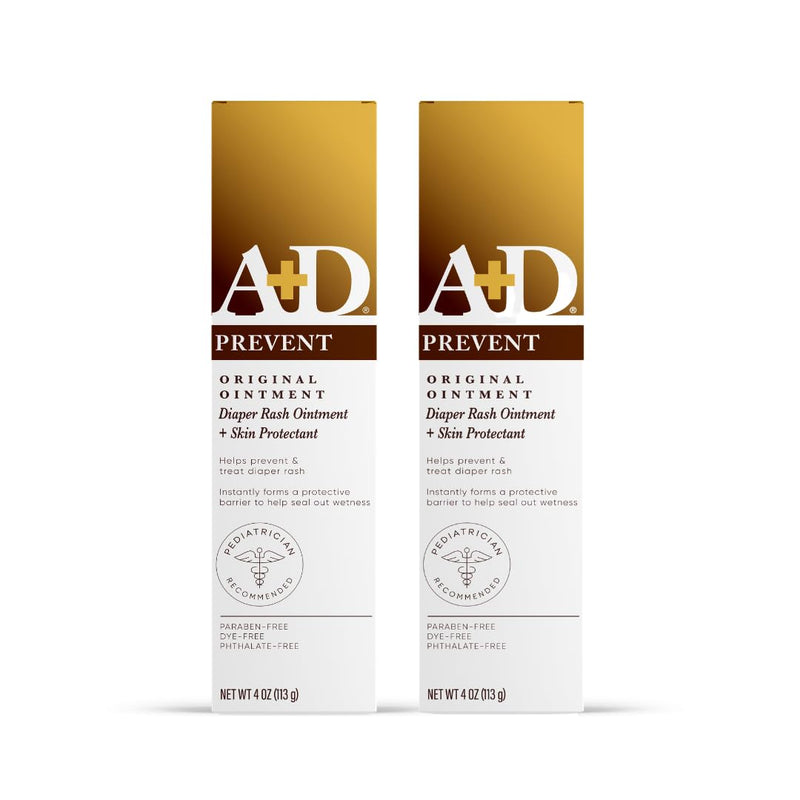 [Australia] - A+D Original Diaper Rash Ointment Prevents & Treats Diaper Rash, Moisturizing Skin Protectant with Vitamins A & D, Healing Skin Ointment for Dry and Cracked Skin 4oz 2 Pack 2 Count (Pack of 1) 