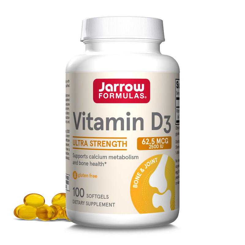 Jarrow Vitamin D3 Supplements 62.5 mcg (2,500 IU), 100 Softgels | Vitamin D Supplement For Bone Health, Immune Support & Calcium Metabolism Support, Gluten Free, D3 Vitamins, 100 Servings 100 Count (Pack of 1) 2500 IU