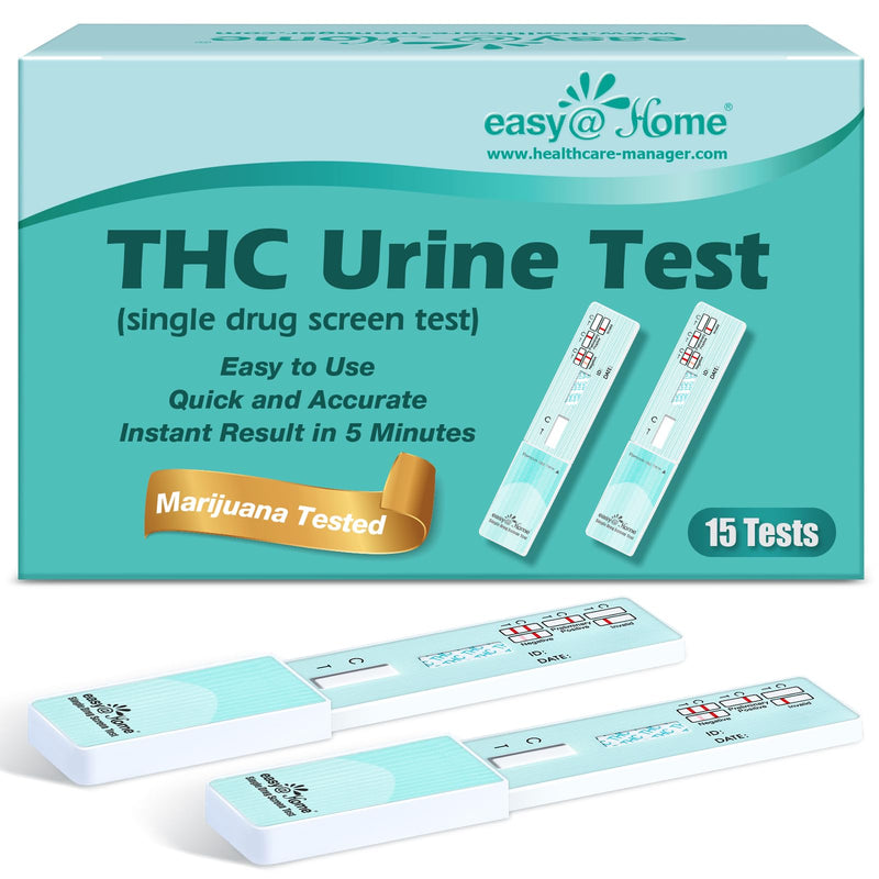 Easy@Home 15 Pack Marijuana Drug Test Kit - Urine THC Test for Home Use | THC Urine Tests (Cannabinoids Test) for Home Use, THC Detox Testing Kits 50ng/mL, Drug Testing Kit Track THC Detox #EDTH-114 15 Count (Pack of 1)