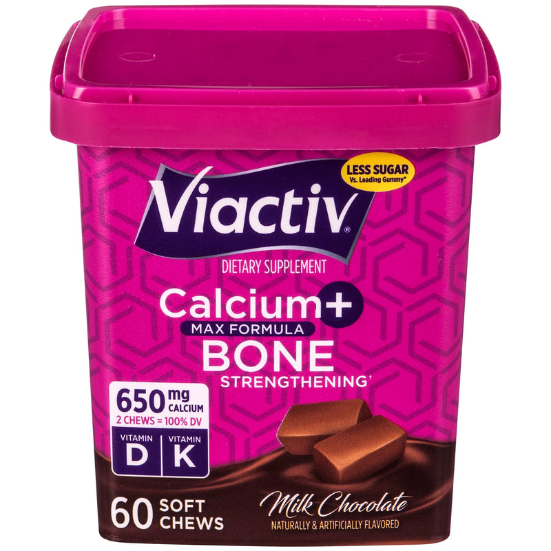 [Australia] - Viactiv Calcium +Vitamin D3 Supplement Soft Chews, Milk Chocolate, 60 Chews - Calcium Dietary Supplement for Bone Health 