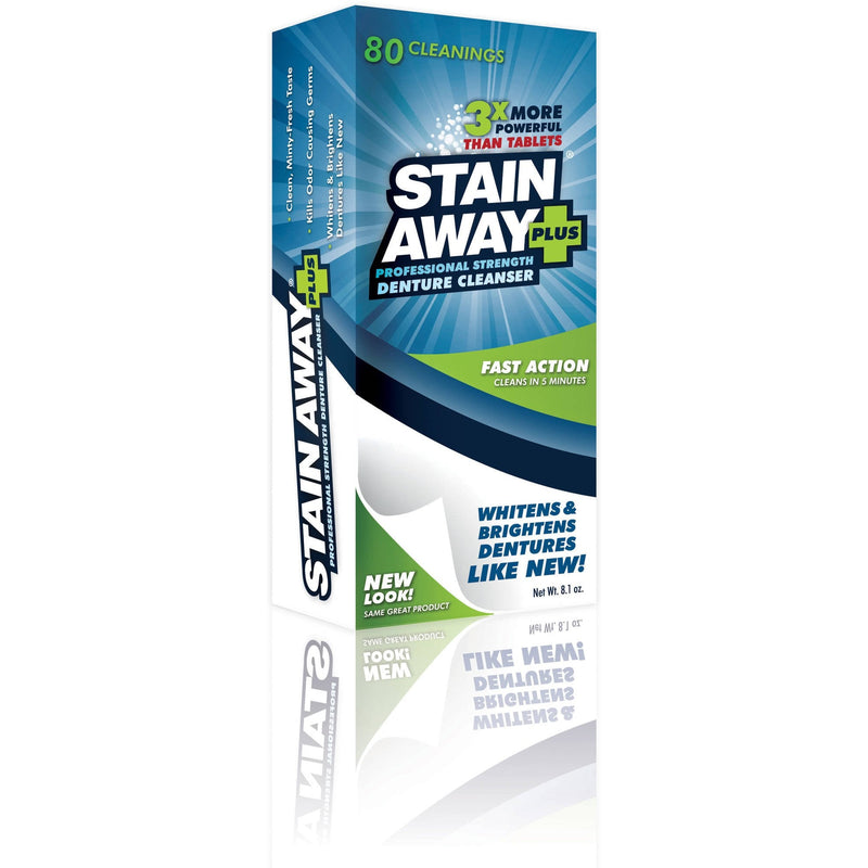 [Australia] - Stain Away Plus Denture Cleanser, 80 Cleanings Each (Pack of 3) 