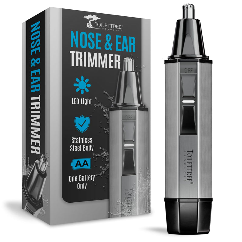 [Australia] - ToiletTree Products Nose Hair Trimmer with LED Light - Stainless Steel, Heavy-Duty Casing - Ear & Nose Hair Trimmer - Men's Grooming Trimmer for Beard, Eyebrows, and Ears 1 Count (Pack of 1) 