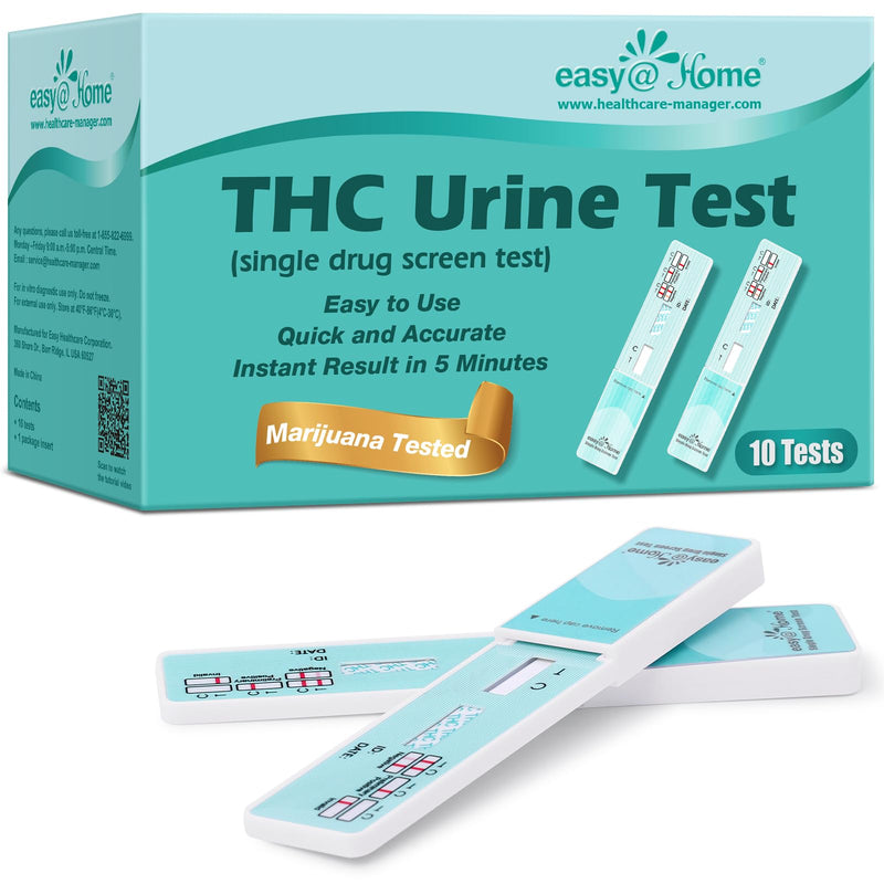 Easy@Home 10 Pack Marijuana Drug Test Kit - Urine THC Test for Home Use | THC Urine Tests (Cannabinoids Test) for Home Use, THC Detox Testing Kits 50ng/mL, Drug Testing Kit Track THC #EDTH-114