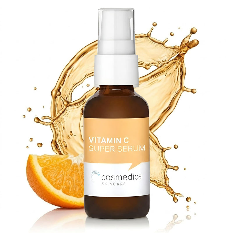 Cosmedica Vitamin C Serum for Face with Hyaluronic Acid & Vitamin E – Brightening Anti-Aging Serum for Dark Spots, Fine Lines & Wrinkles, Lightweight Collagen Booster, 1 fl oz 1 Fl Oz (Pack of 1)