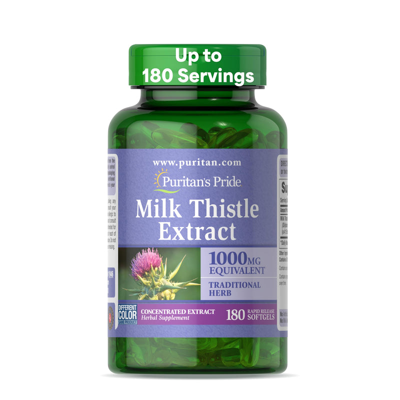 [Australia] - Puritan's Milk Thistle 4:1 Extract 1000mg 180 Softgels (Silymarin) Liver Health 180 Count (Pack of 1) 