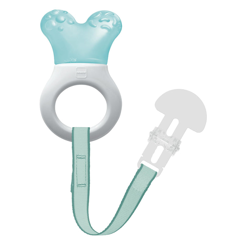 [Australia] - MAM Mini Cooler Teether with Clip, Boy, 2+ Months, 1-Count, White/Blue 2+ Month 