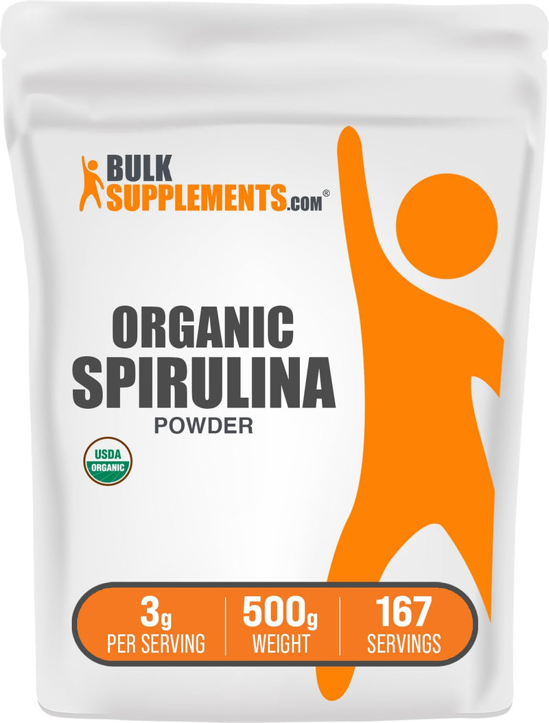 [Australia] - BulkSupplements.com Organic Spirulina Powder - Superfood, Green Spirulina Powder, Herbal Supplement - Vegan-Friendly, 3g per Serving, 500g (1.1 lbs) (Pack of 1) 500 Gram (17.6 Ounce) Powder 