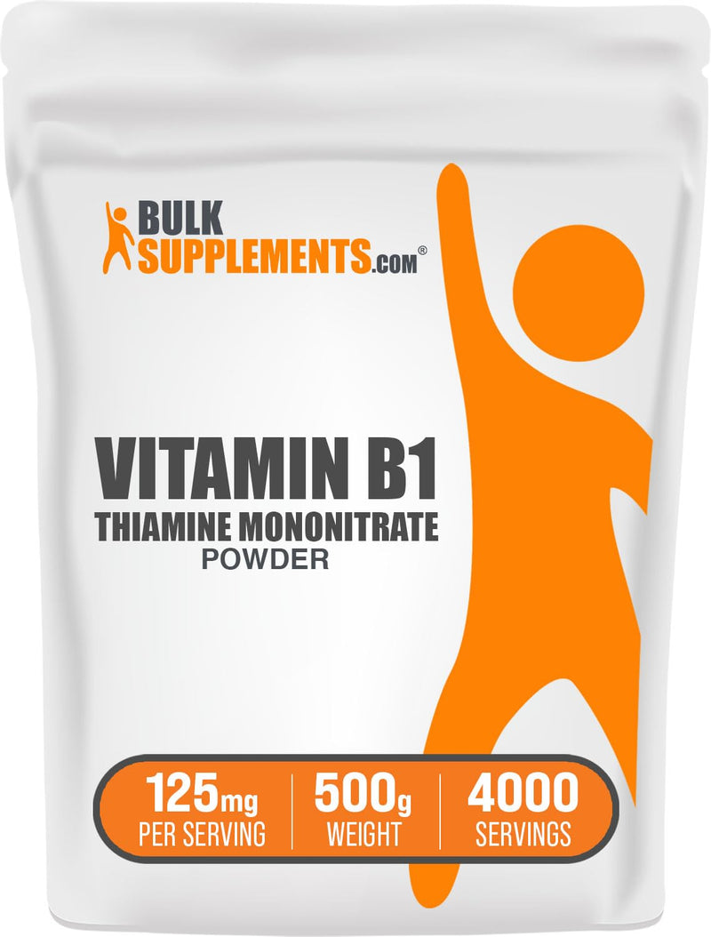 BulkSupplements.com Thiamine Mononitrate Powder - Vitamin B1 Powder, Thiamine B1 Supplement - B1 Vitamins, Gluten Free, 125mg per Serving, 500g (1.1 lbs) (Pack of 1) 500 Gram Powder (17.6 Ounce) (Pack of 1)
