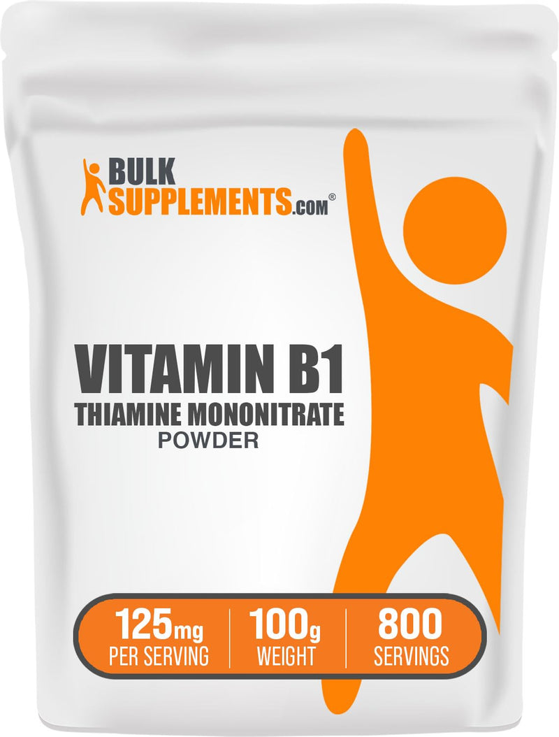 BulkSupplements.com Thiamine Mononitrate Powder - Vitamin B1 Powder, Thiamine B1 Supplement - B1 Vitamins, Gluten Free, 125mg per Serving, 100g (3.5 oz) (Pack of 1) 100 Gram Powder (3.5 Ounce) (Pack of 1)