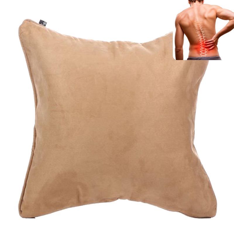 [Australia] - QiPillow - Pain Relieving Ergonomic & Orthopedic Back Lumbar & Posture Support Seat Throw Pillow for Chair, Couch, Bed (Camel) 