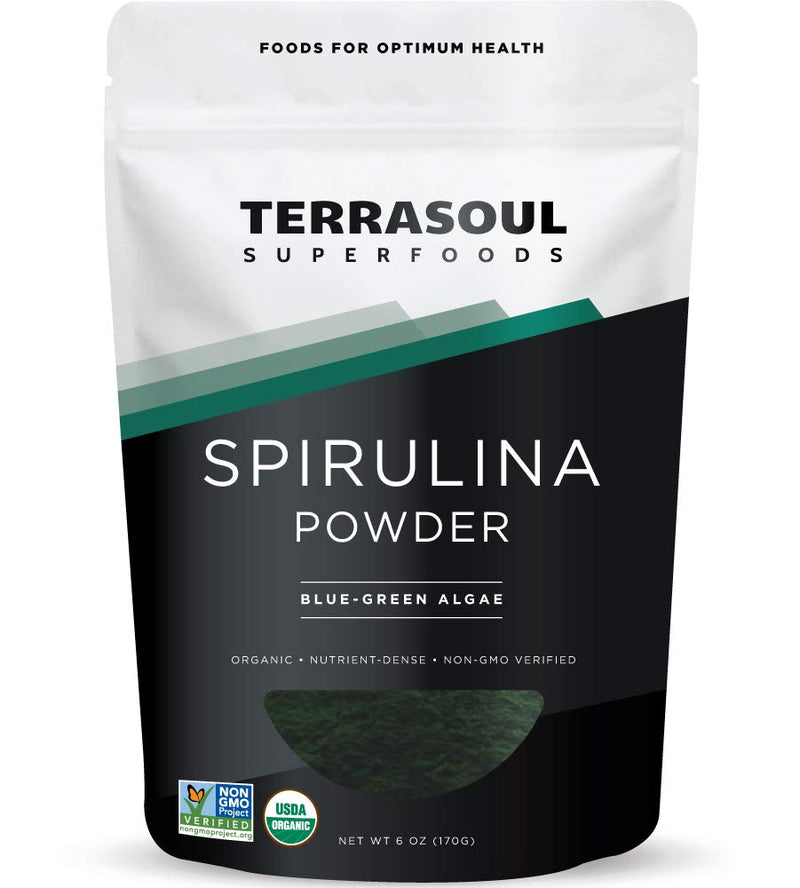 [Australia] - Terrasoul Superfoods Organic Spirulina Powder, 6 Oz, Vegan Protein, Green Superfood Boost for Smoothies, Detoxifying Elixirs, and Immune Support 