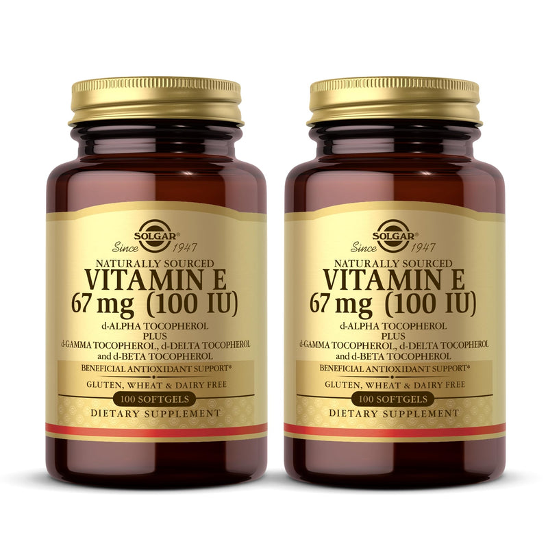 [Australia] - Solgar Vitamin E 67 mg (100 IU) - 100 Softgels, Pack of 2 - Antioxidant Support - Gluten & Dairy Free - 200 Total Servings Unflavored 100 Count (Pack of 2) 