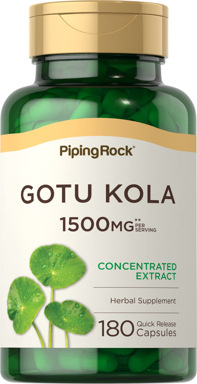 [Australia] - Piping Rock Gotu Kola Capsules | 1500mg | 180 Count | Concentrated Herbal Extract | Non-GMO, Gluten Free Supplement 